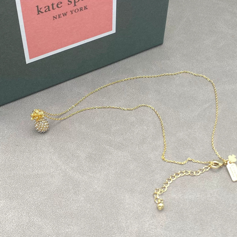 kate spade Pineapple Full Diamond Pendant Gold Plated Copper Choker